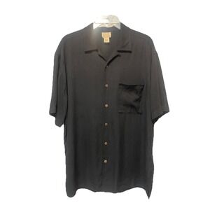 Jos.A.Banks short sleeve black 100% silk men's size large one pocket Lightweight